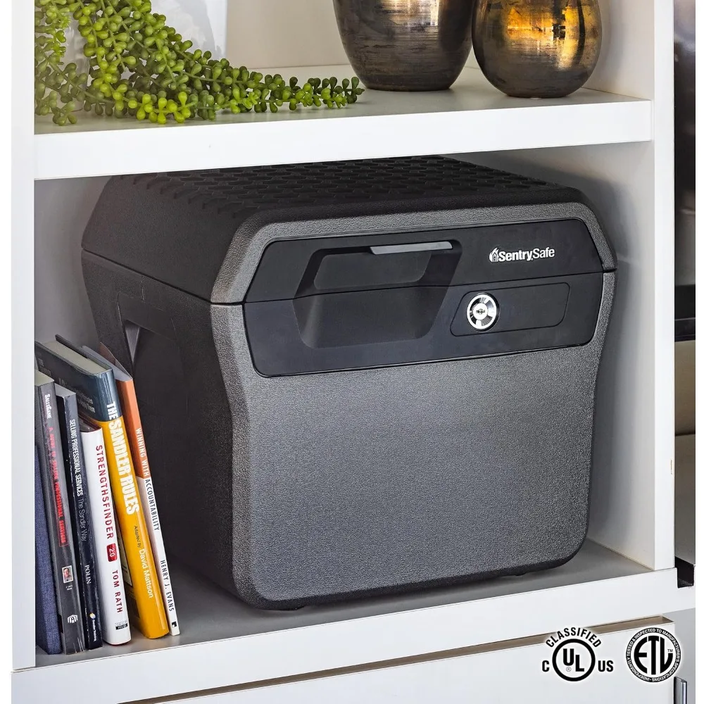 Cassetta di sicurezza ignifuga e impermeabile con chiave, cassaforte per documenti portatile per documenti importanti, capacità di 0,66 piedi cubi