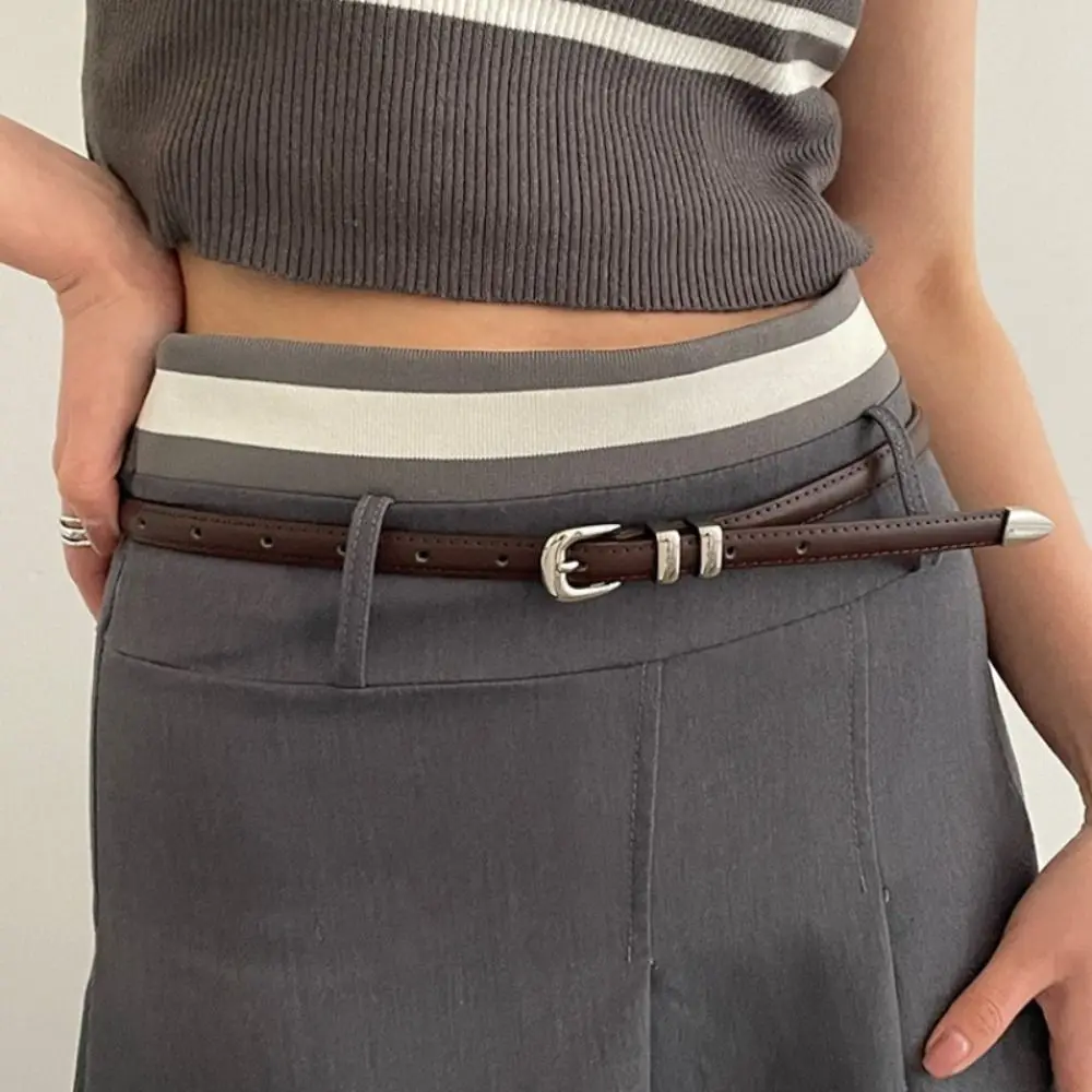 Cinturón ajustable informal para mujer, cinturón de cintura estilo coreano Harajuku Y2k de cuero Pu, pantalones vaqueros Retro, banda para la cintura para mujer