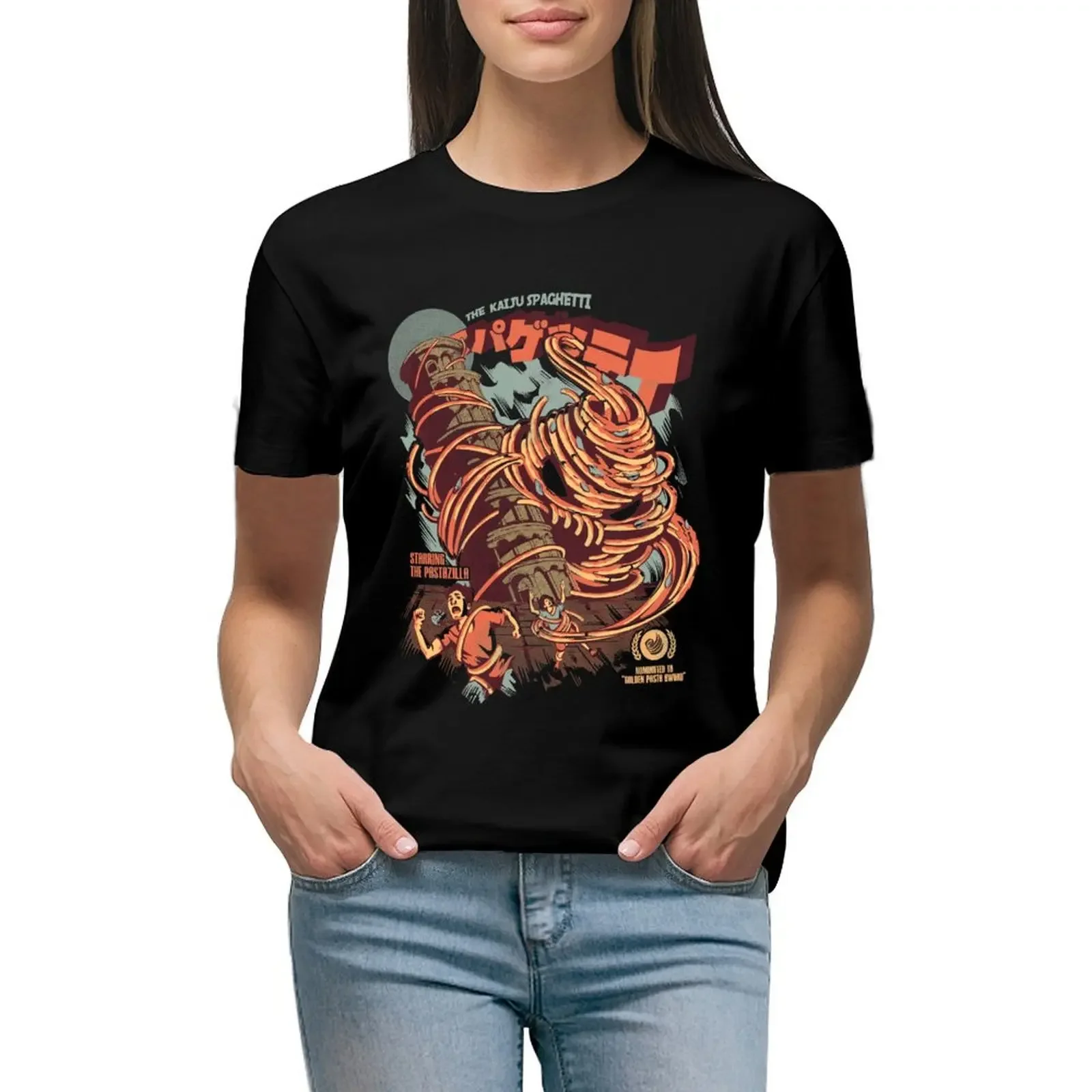 

The Kaiju Spaghetti T-Shirt summer clothes Aesthetic clothing shirts graphic tees oversized t shirts for Women