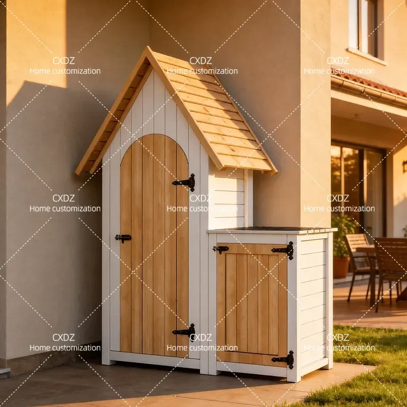 Garden Storage Shed Solid Wood Tool House Outdoor Log Cabin Locker for Villa Courtyard Decoration High Value Sundries Room
