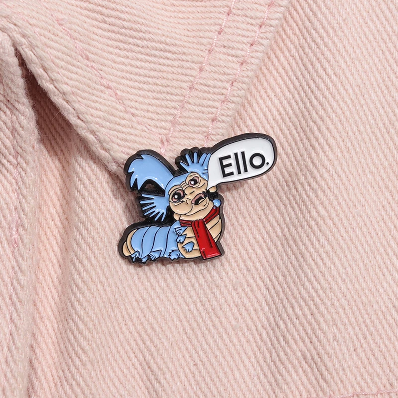 Labyrinth Ello Worm Enamel Pin Custom 80S Retro Animation Nostalgia Film Brooches Lapel Badge Inspired Jewelry Gift For Kid