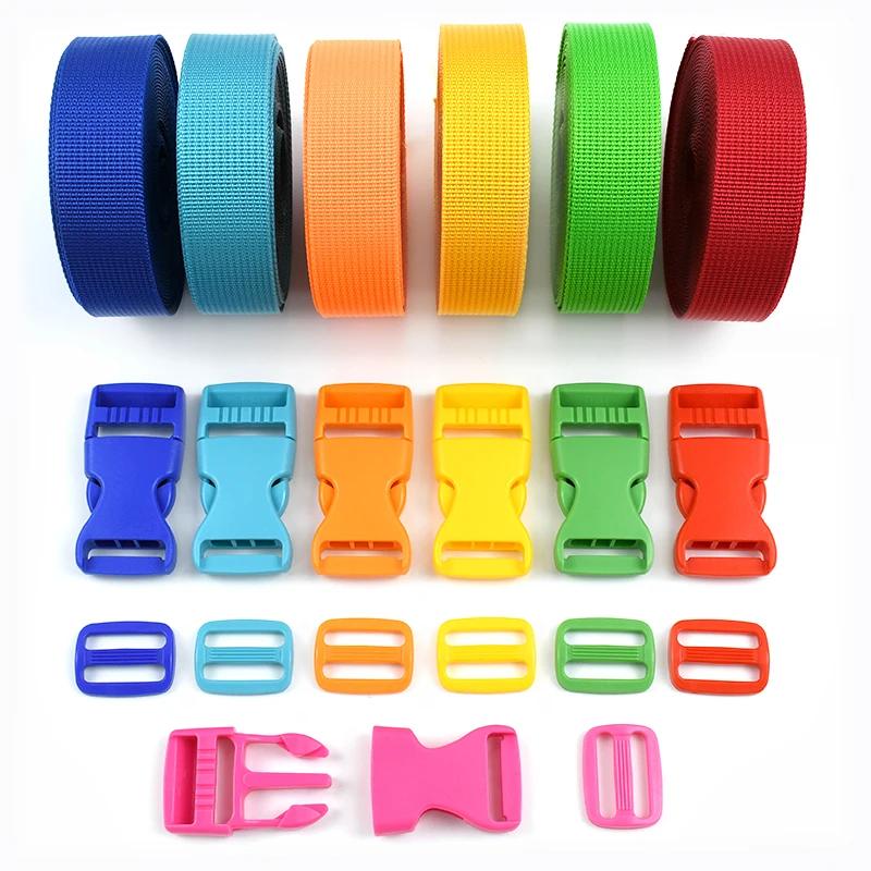 2-10 مجموعات البلاستيك الإصدار إغلاق مشبك حزام الشريط على ظهره حزام حقيبة المشبك حزام ثلاثي الإنزلاق المنزلق هوك DIY بها بنفسك الخياطة التبعي