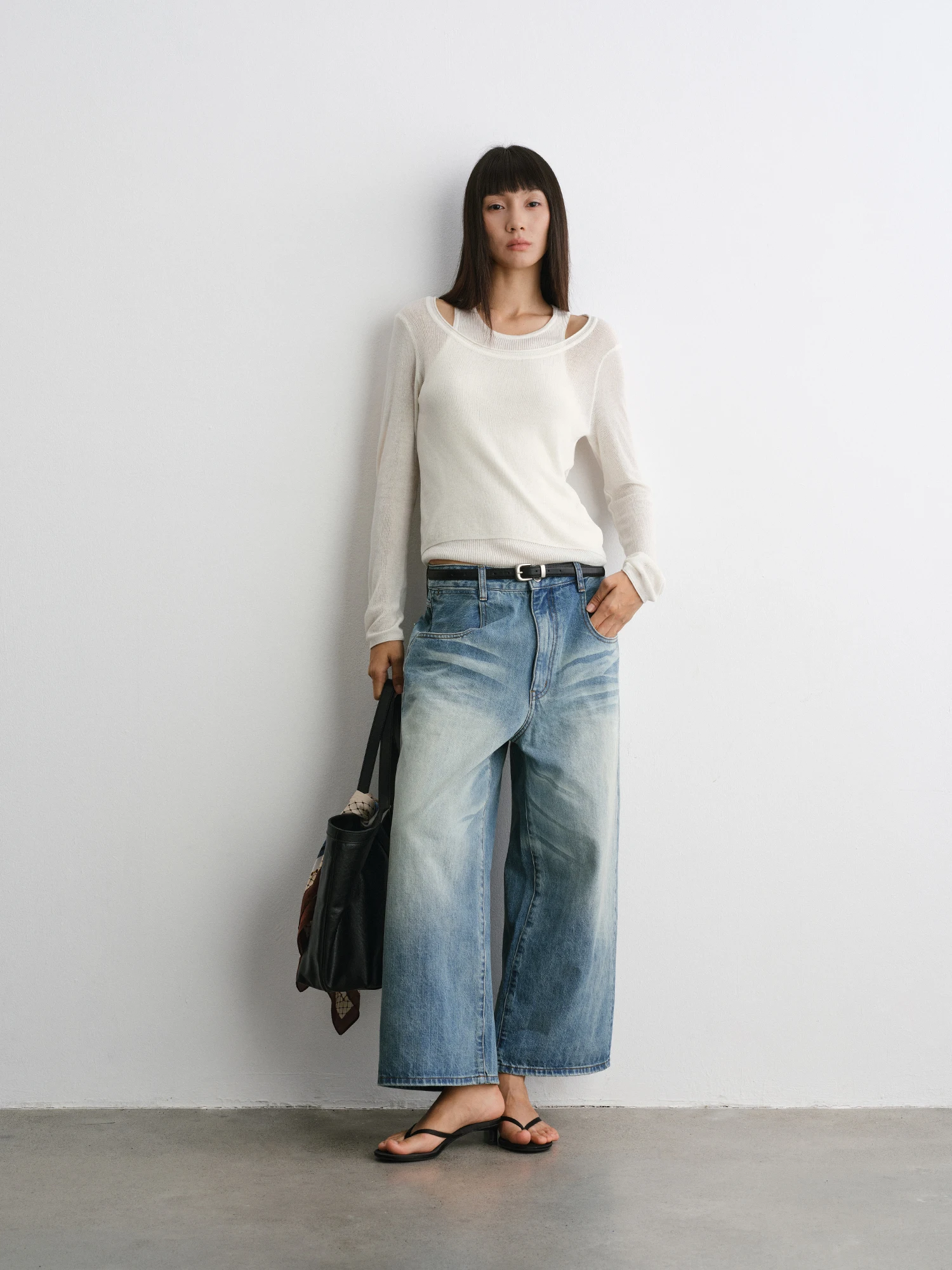 

TAYCO Basic Long Sve Knitted Texture Contrast Color Fake Two-Piece Rayon Blend Base Layer Top Women's Casual Sle