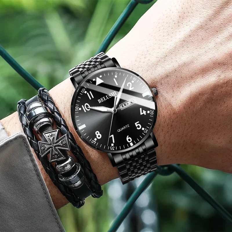 

Лидер продаж, летние новые мужские часы, деловые повседневные кварцевые часы, водонепроницаемые, со светящимся датой недели, модные часы со стальным ремешком