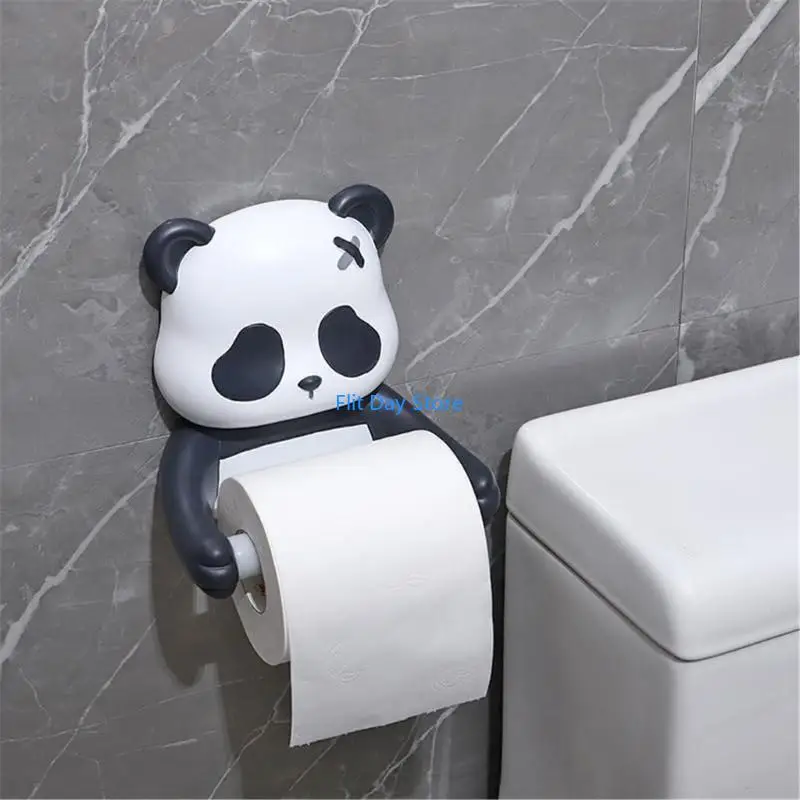 F92C Wall Mounted Panda Toilet Roll Holder Toilet Paper Rack for Fun Bathroom Decors