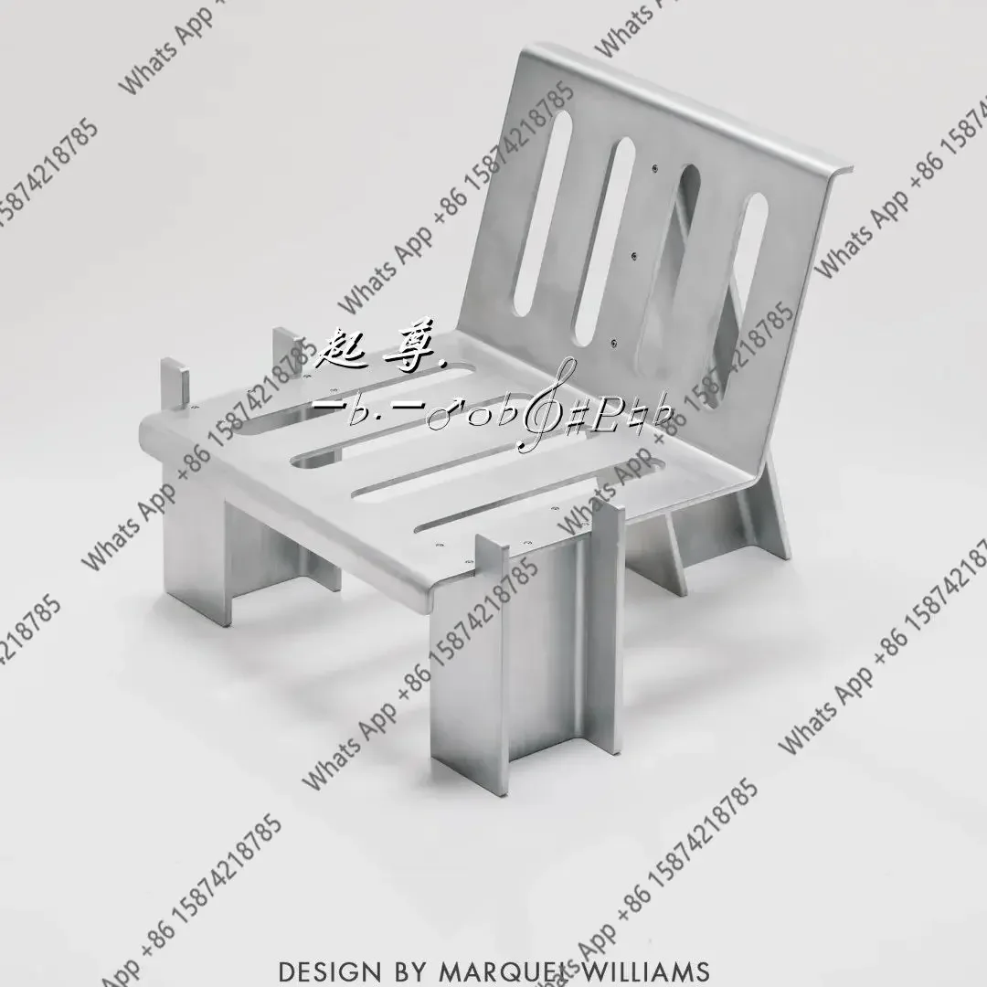V64 Modern Simple Single Sofa Living Room Stainless Steel Imitation Leather Leisure Chair Nordic Designer Hotel Bed And Breakfas