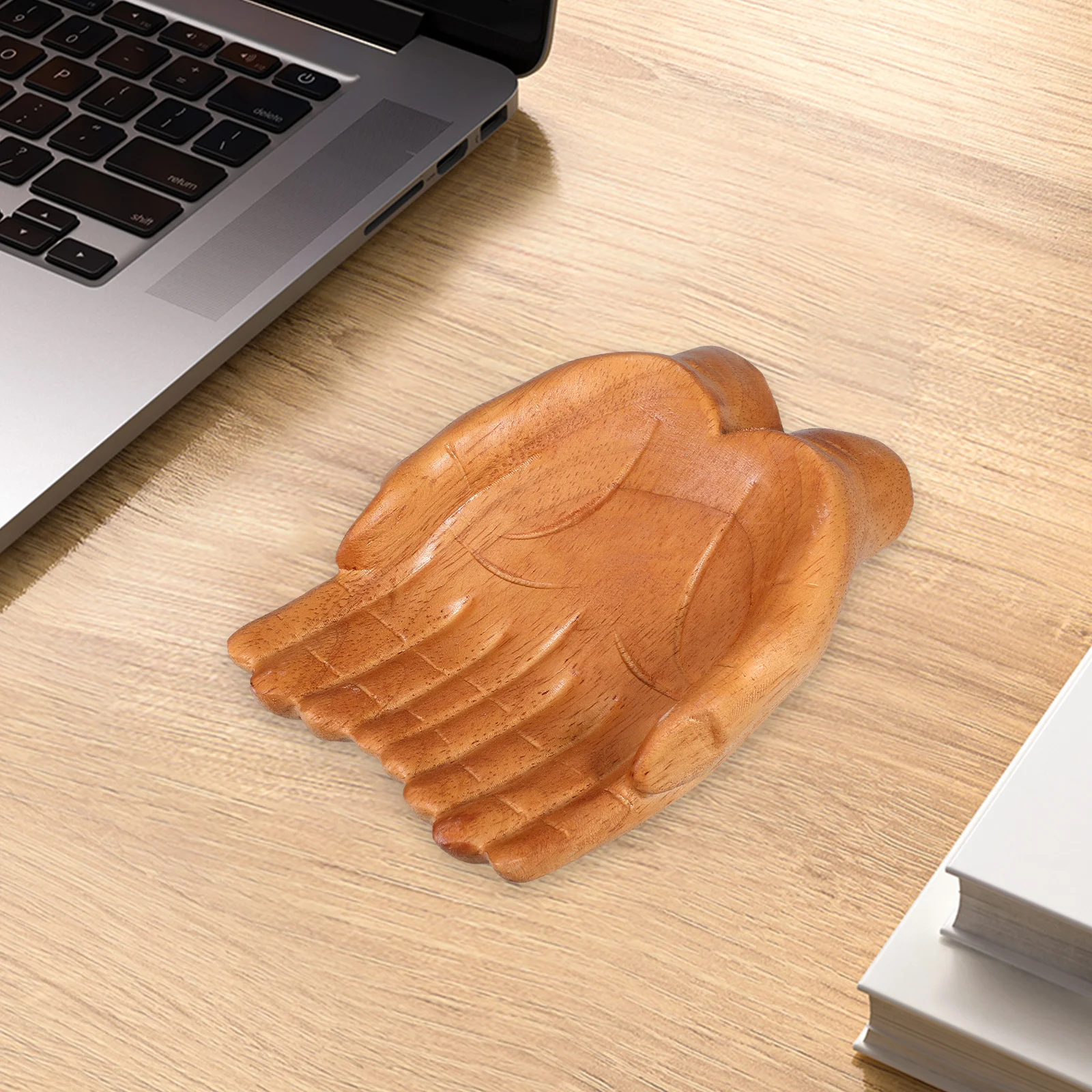 Artistic Hand Carved Wood Bowl Decorative Key Holder Snack Tray Accessory Living Room Entryway Organizer