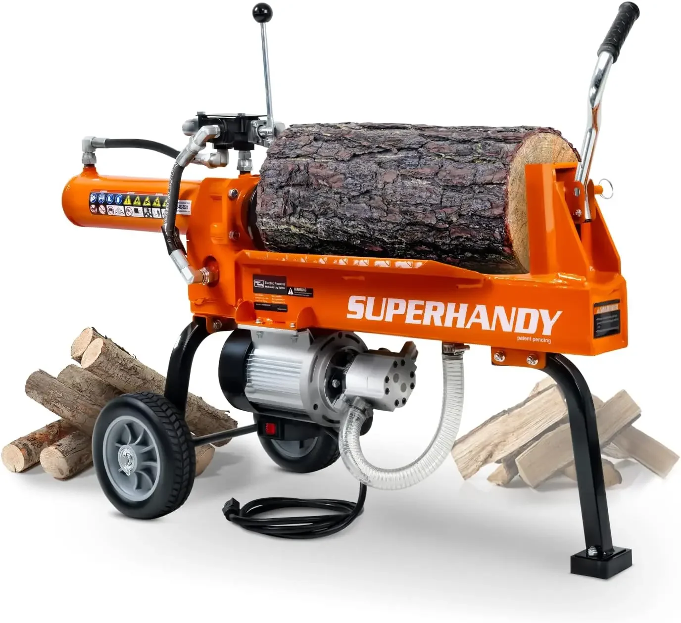 Log Splitter Portable Electric 14 Ton Rapid Auto Return Hydraulic Ram System Bucher Gear Pump 2.5eHP 15Amp Motor Hori