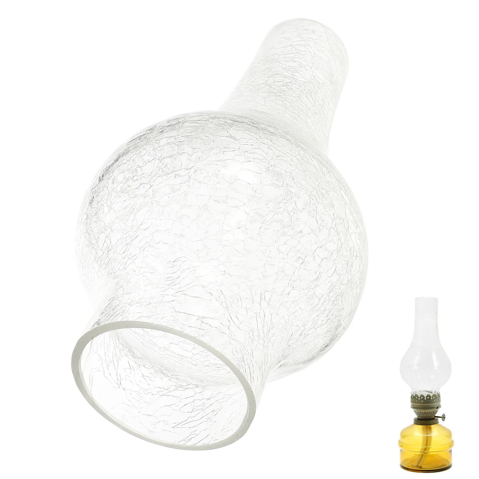 

Retro Style Oil Lamp Chimney Cracked Texture High Grade Glass Windproof Heat Resistant Shade for Lamp Repair