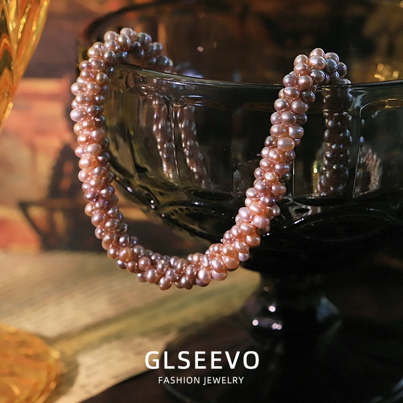 Natural Freshwater Pearl Magnetic Clasp Caterpillar Necklace And Bracelet Handmade Custom Fashion Women'S Jewellery Set GN0644B