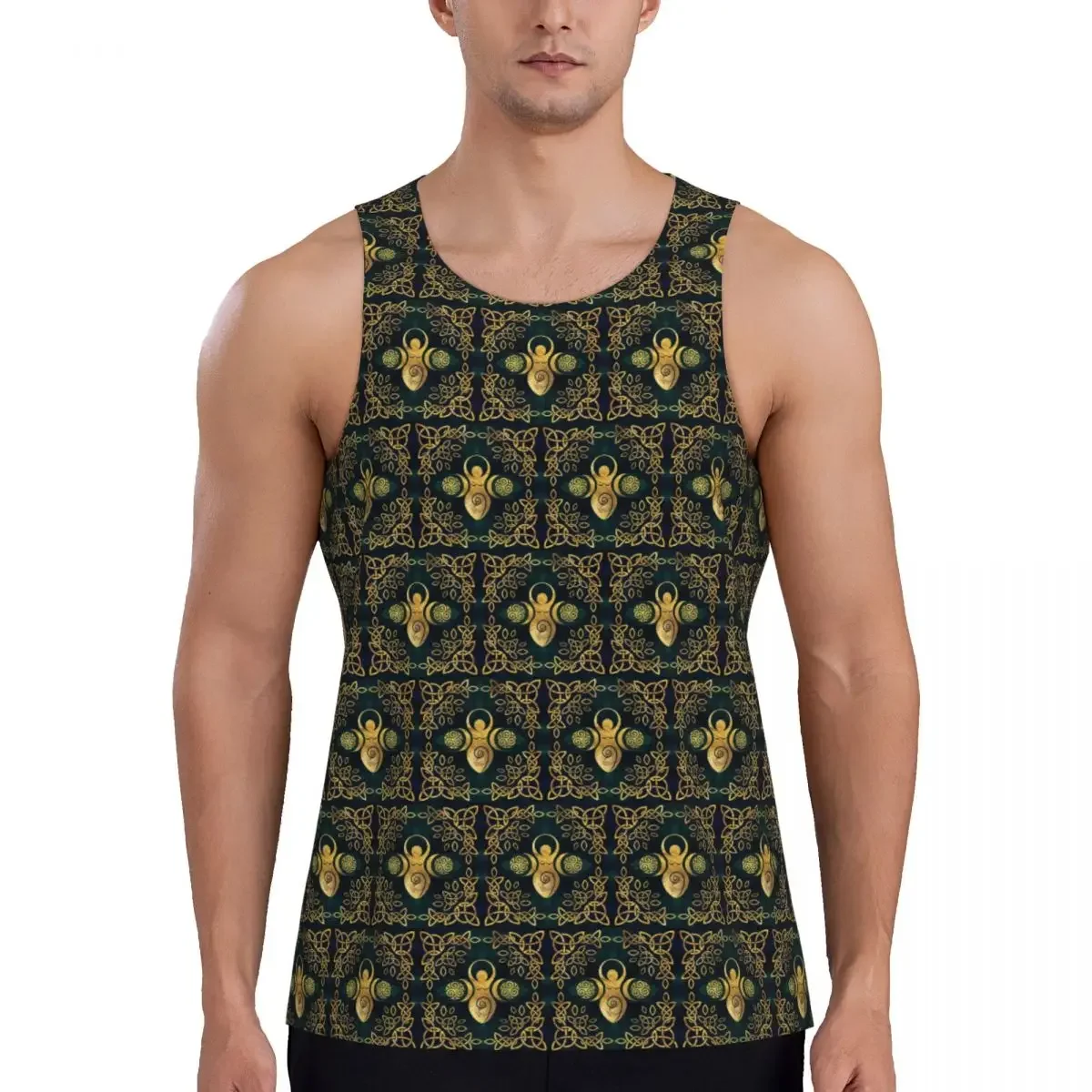 Quick Dry Triple Moon With Triskelion Pentagram Pagan Wiccan Gym Tank Muscle Sleeveless Shirt Bodybuilding Breathable Vest