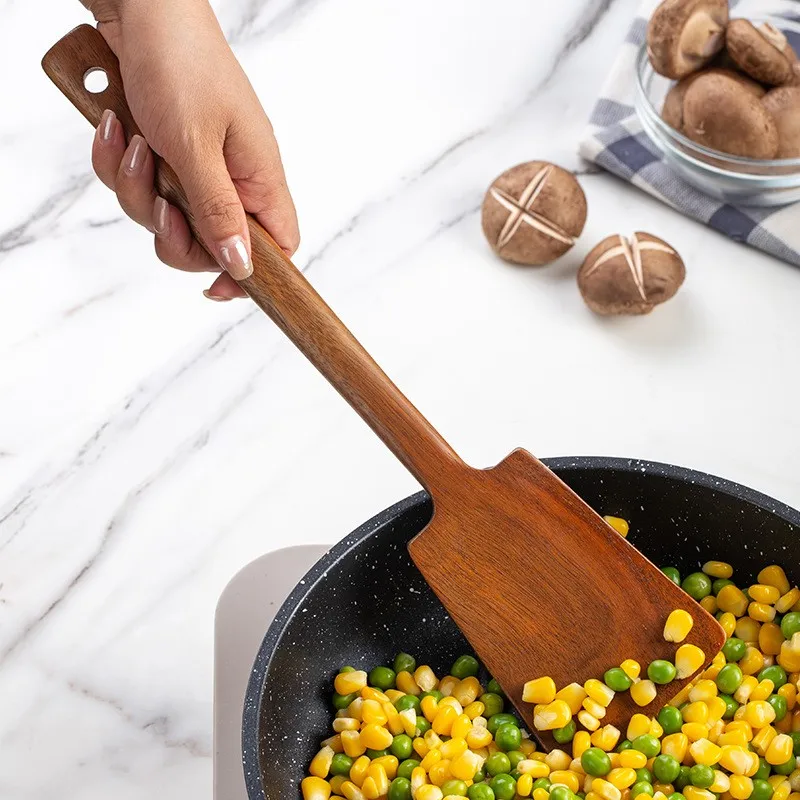 1PC-Wooden spatula for non-stick pan; special wooden cooking utensil for home kitchen use; anti-scalding spatula