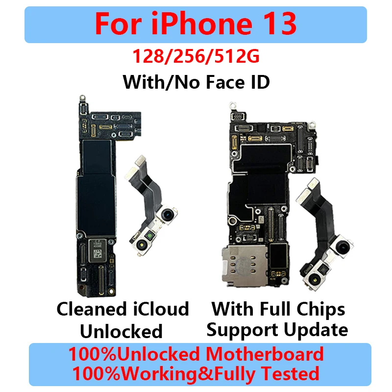 100%Working Original Motherboard For iPhone 13 Pro Max With Face ID Mainboard Cleaned iCloud Support Update Logic Board Plate