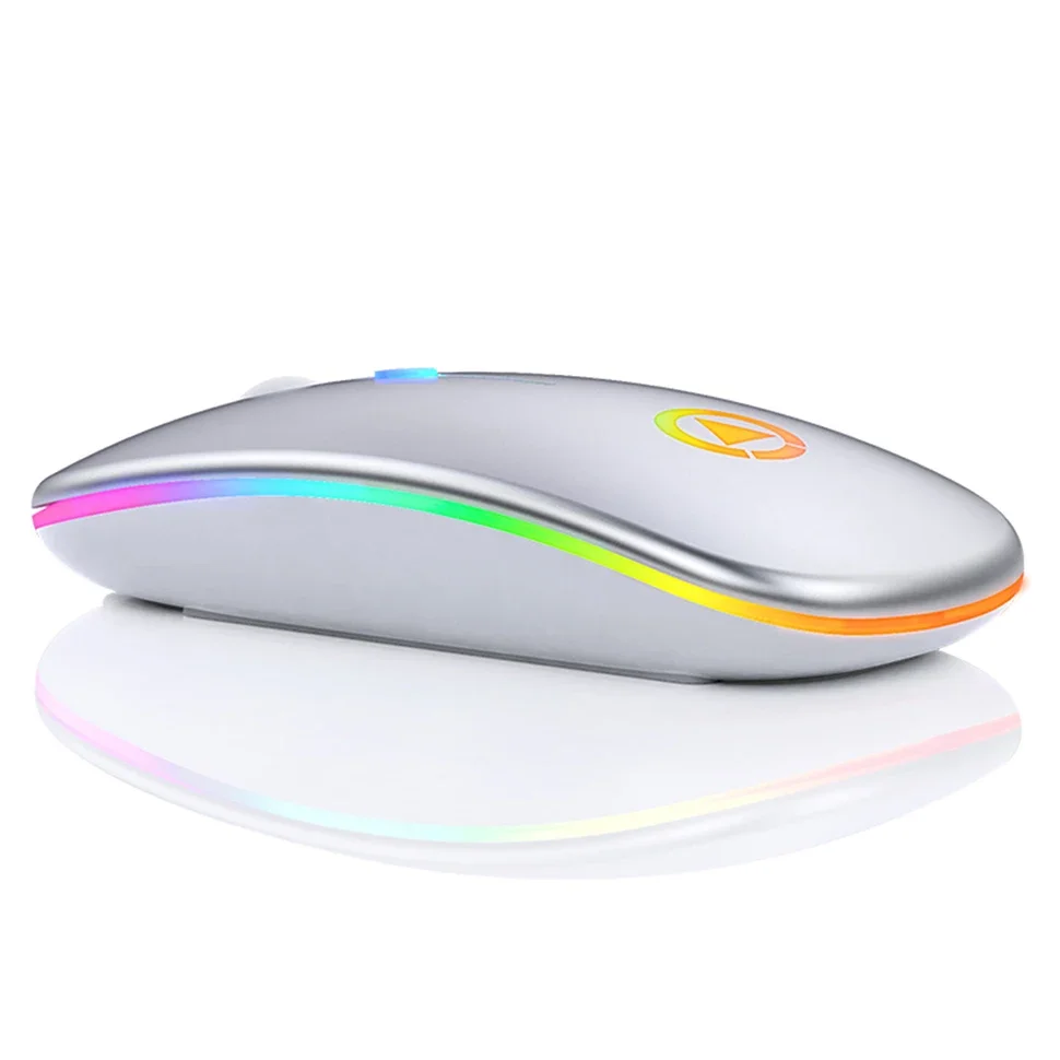 Mouse da gioco per ufficio per PC portatile Macbook Mouse wireless ricaricabile 2.4G Mouse silenzioso retroilluminato a LED 1600 DPI USB ottico ergonomico