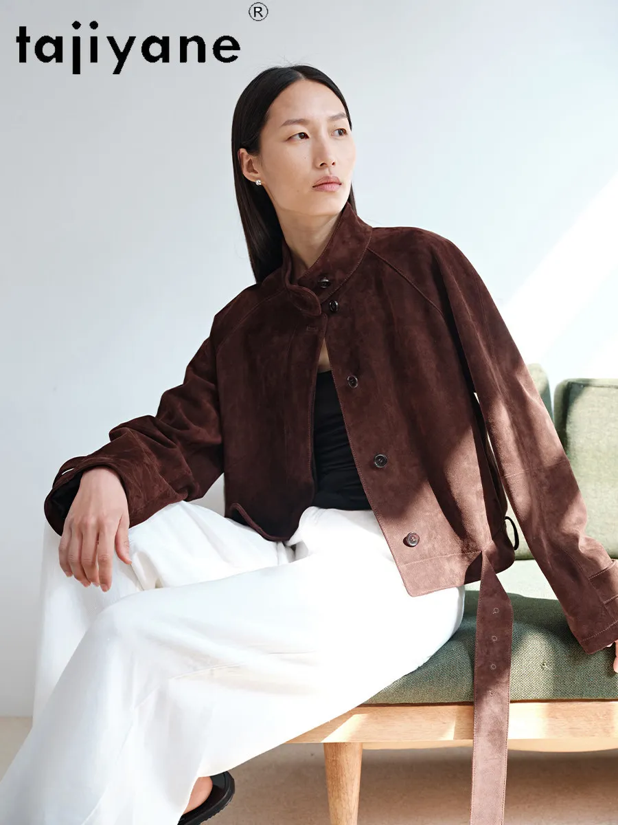 TAJIYANE 100% Sheepskin Genuine Leather Jacket Women Fashion Belted Short Coats Real Sheepskin Jackets 2026 Woman Clothes 가죽자켓여자