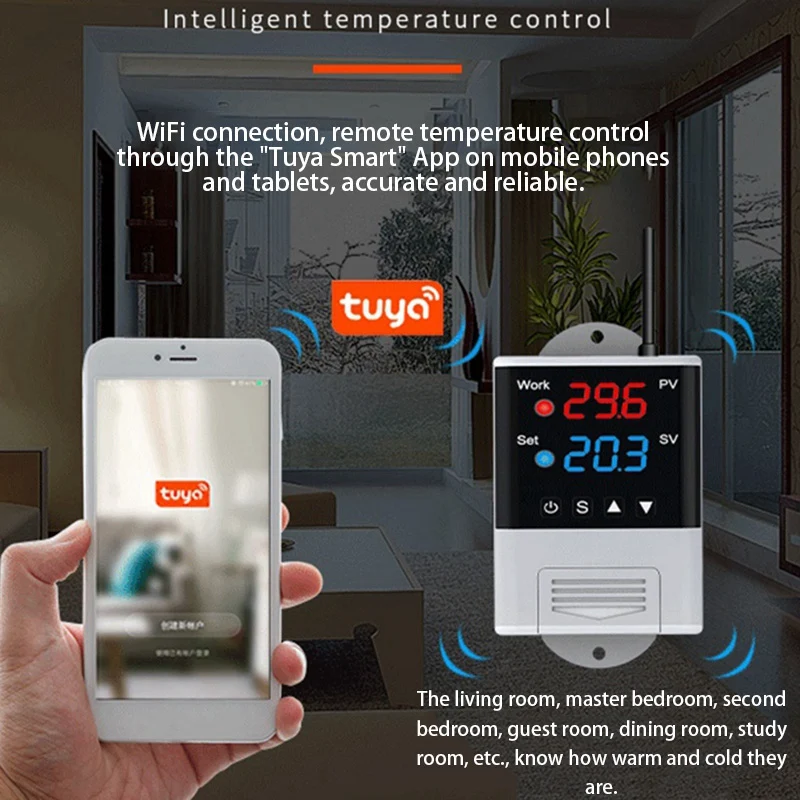 2X Wireless Wifi Temperature Controller Thermostat AC110-220V DTC1201 NTC Sensor Digital Display APP Control