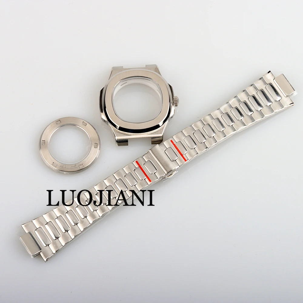 

40mm Square NH35 Case and Bracelet Set 316L Stainless Steel Waterproof for Nautilus Watch Case Parts for NH35 NH36 NH38 movement