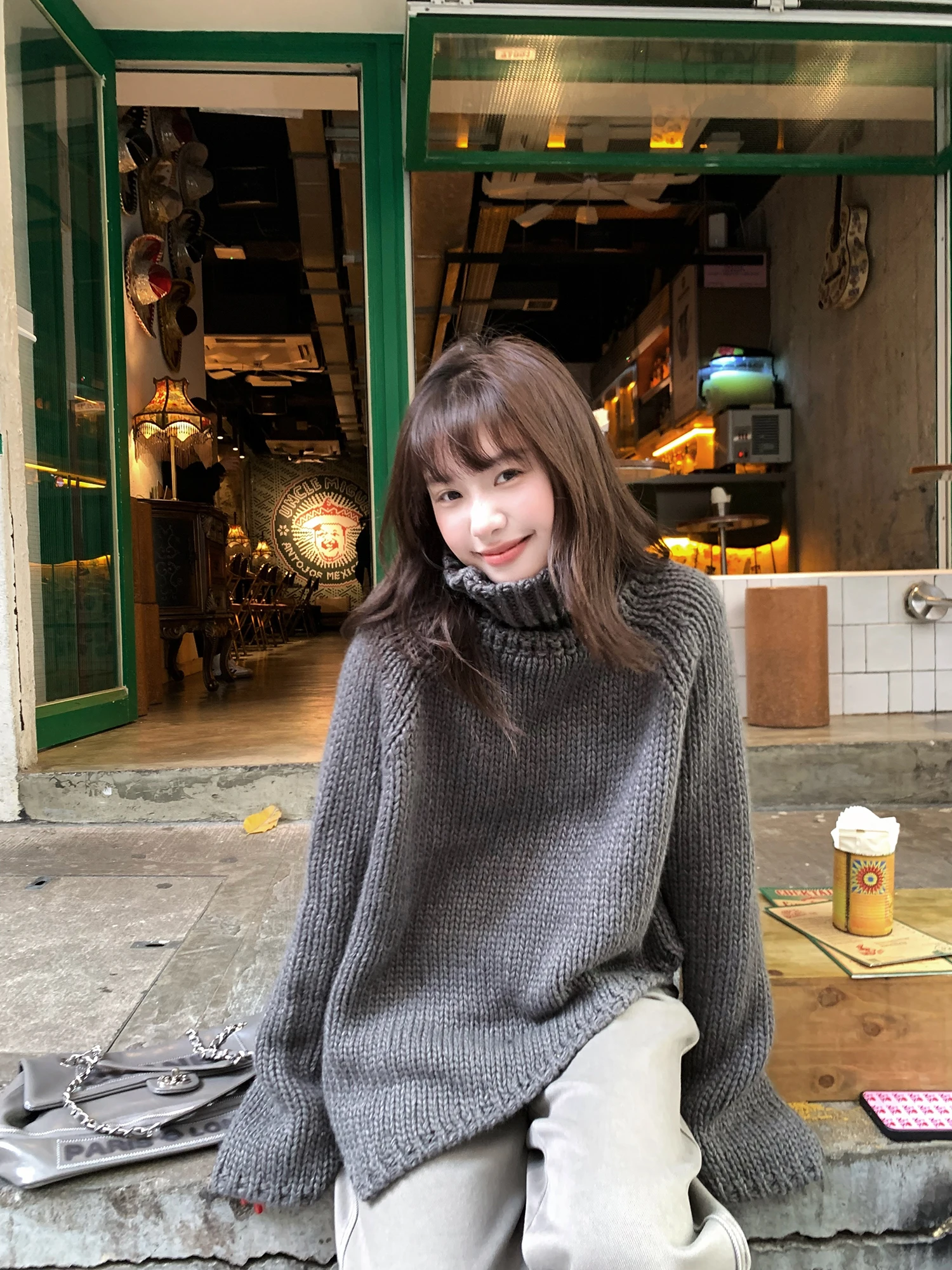 

Свободный вязаный свитер с высоким воротником из мягкой шерстяной смеси, с длинными рукавами, для повседневной носки, комфортный, дышащий, Cleanfit Brittany Sle