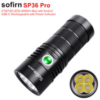 Sofirn SP36 Pro Anduril 4*SST40 Powerful 8000LM LED Flashlight USB-C Rechargeable 18650 Torch Super Bright Lantern