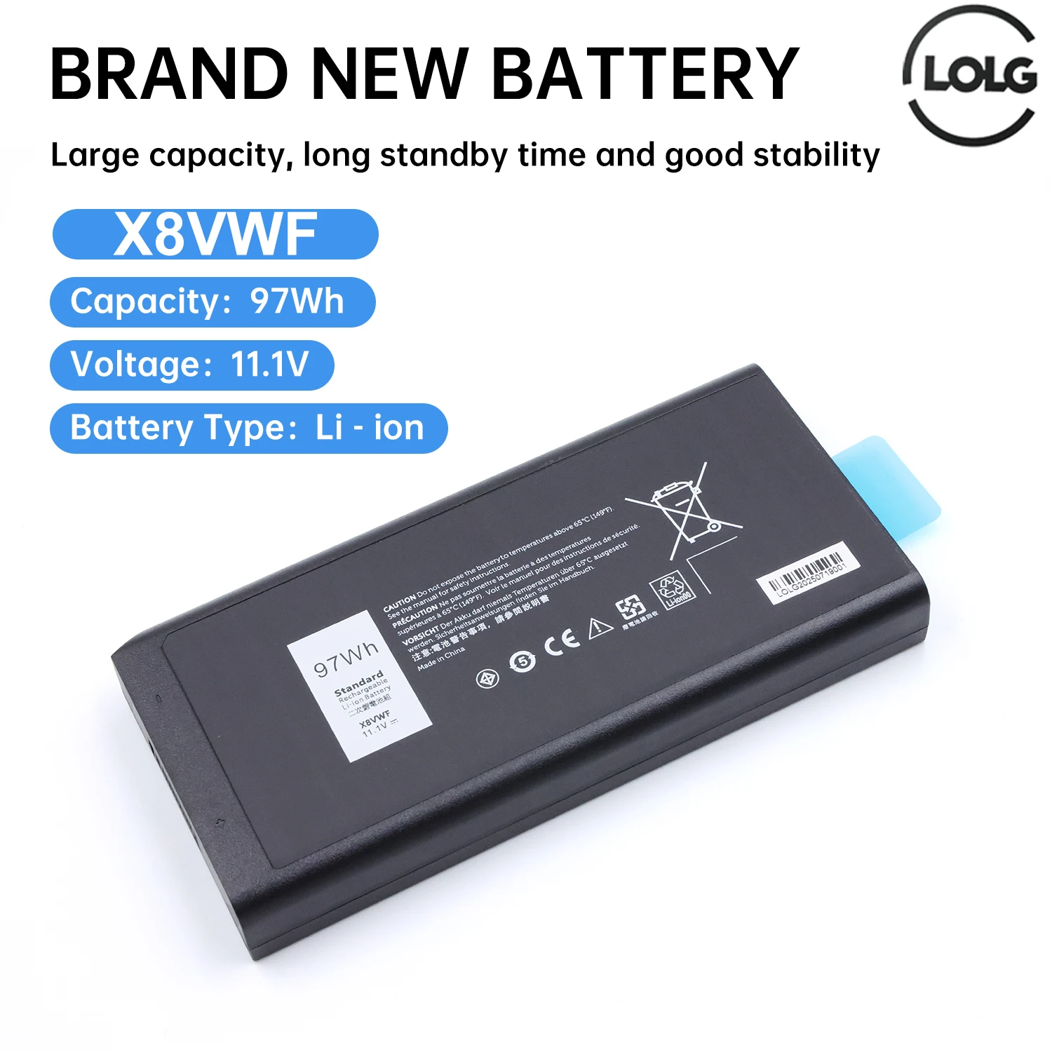 97Wh X8VWF Laptop Battery for Dell Latitude 14 Rugged 5404 5414 E5404 Extreme 7404 7414 E7404 Series P45G P45G002 P46G P46G001