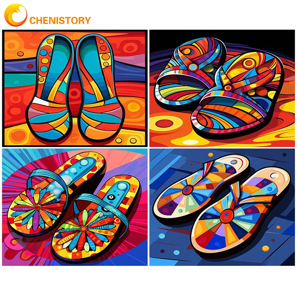 

CHENISTORY DIY Paint By Numbers Abstract Slipper Digital Painting By Numbers Modern Wall On Canvas Acrylic Painted Unique Gift