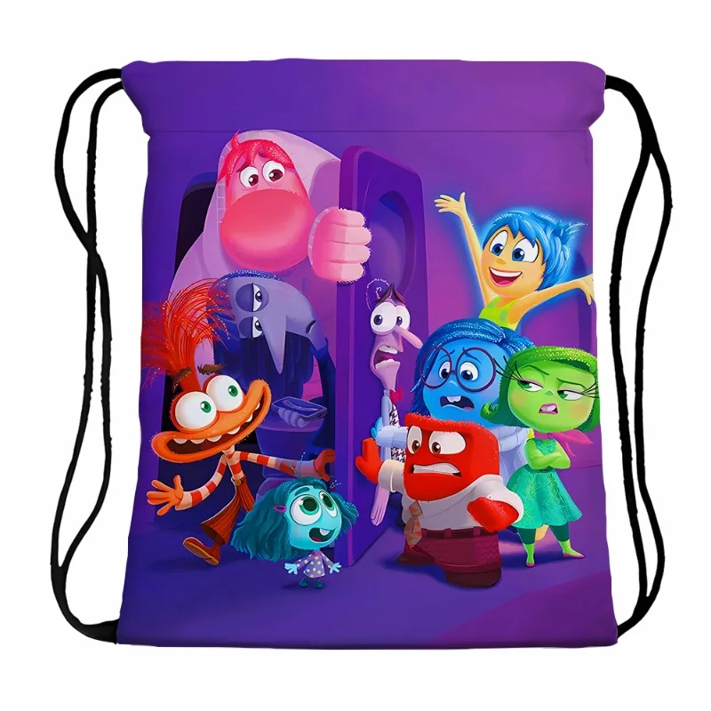 Disney Inside Out 2 Draw String Backpack Kids Anime Cute Drawstring Bag Children Casual Accessories Cartoon Cute Storage Pouch