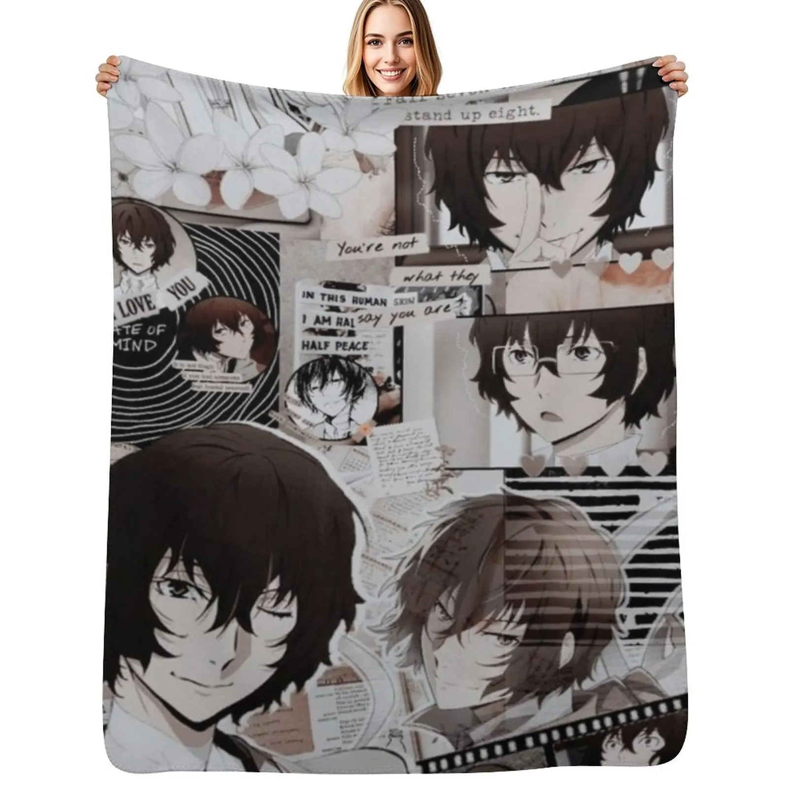 Dazai Aesthetic Throw Blanket Soft Solid Color Blanket for Couch Bed