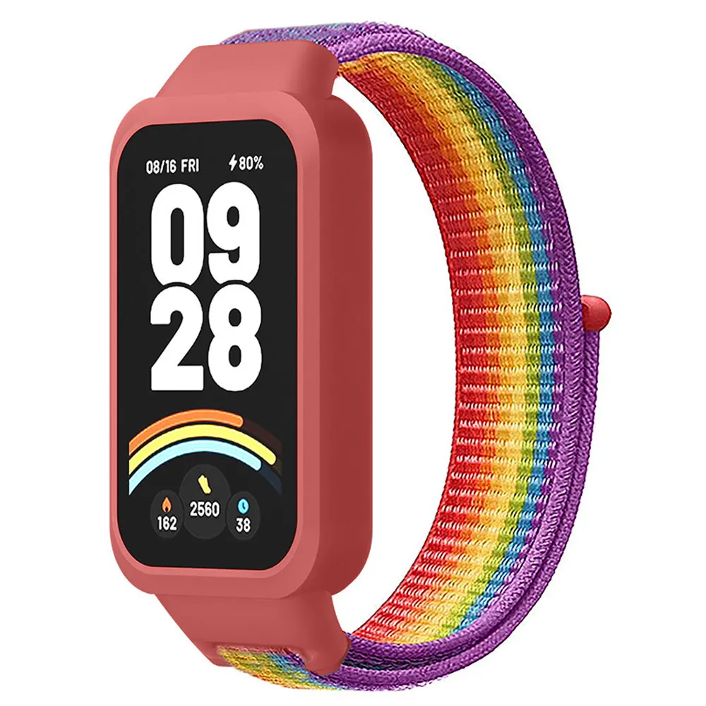 Ремешок + чехол для Redmi Band 3, нейлоновые аксессуары, сменный браслет для умных часов для Xiaomi Band 9, активный спортивный браслет, чехол