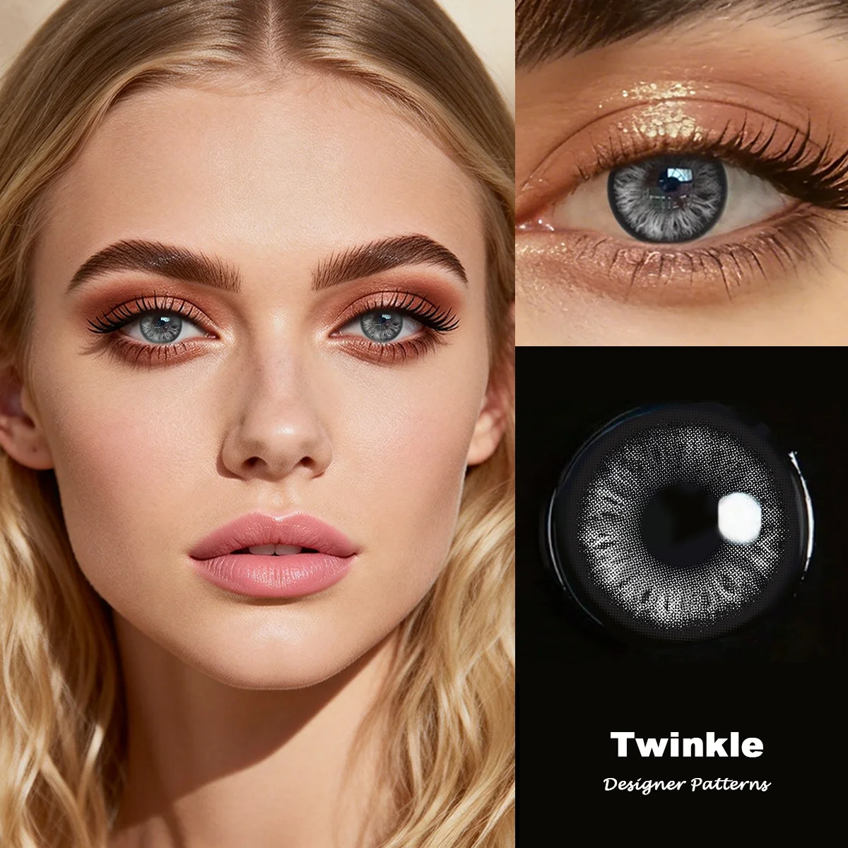 Lentes de Contacto de Color Negro Brillante VISUASHOW, Uso Semestral, Lentes de Contacto Azules Naturales para Maquillaje Diario