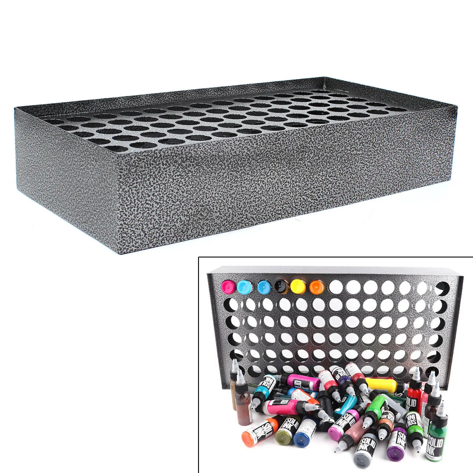 Ink Holder, 78 Holes Holder for Pigment Ink, Wall-Mounted Pigment Bottle Rack Tattoo Supplies Tattoo Equipment