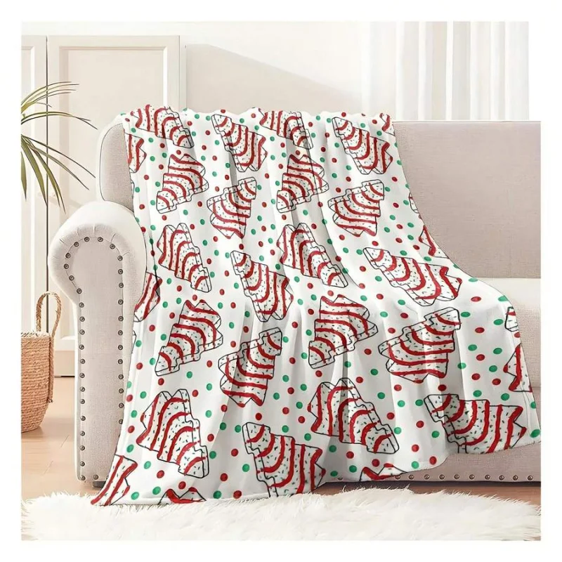 

Christmas Throw Blanket Cartoon Christmas Tree Pattern Winter Holiday Blanket, Christmas Decorations Gifts For Women , Soft Cozy