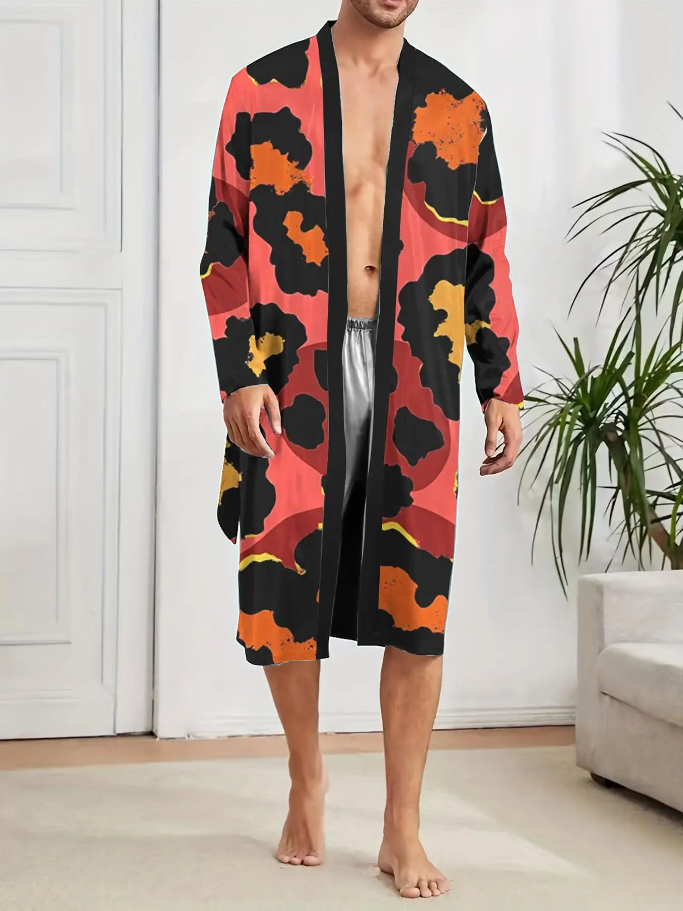 1pcs Men's Robes 2026 Spring/Summer Men's pajamas robe Polyester Bathrobe 3D Printed Men's bathrobe nightie for men Graphic