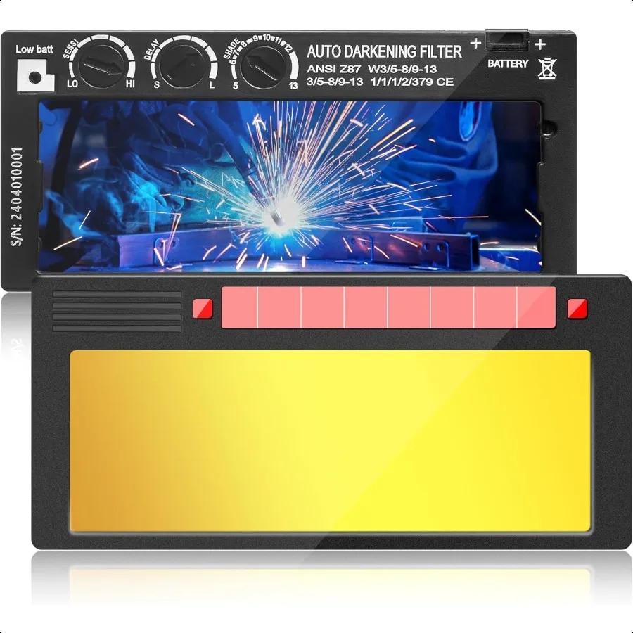 

2x4 Auto Darkening Welding Lens Shade 513 Adjustable Solar Powered with HD True Color Technology Fits Standard Welding Helmets