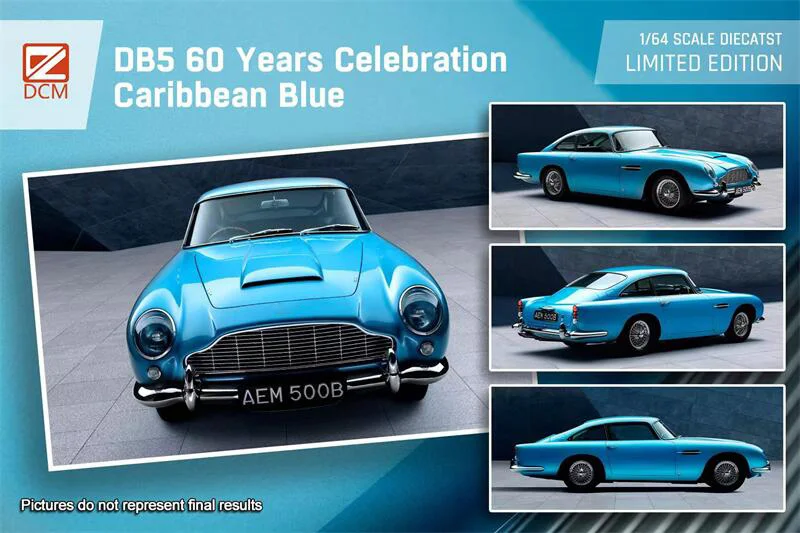 **Pre-Order** DCM 1:64 DB5 60 Years Celebration Caribbena Blue / Greveyard RacingART livery limited500 Diecast Model Car