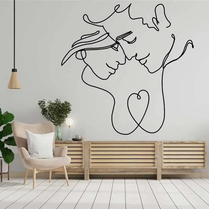 Abstract Avatar Male and Female Couple Line Art Wall Stickers Home Living Room Bedroom Fashion Minimalist Decor Decals  A713