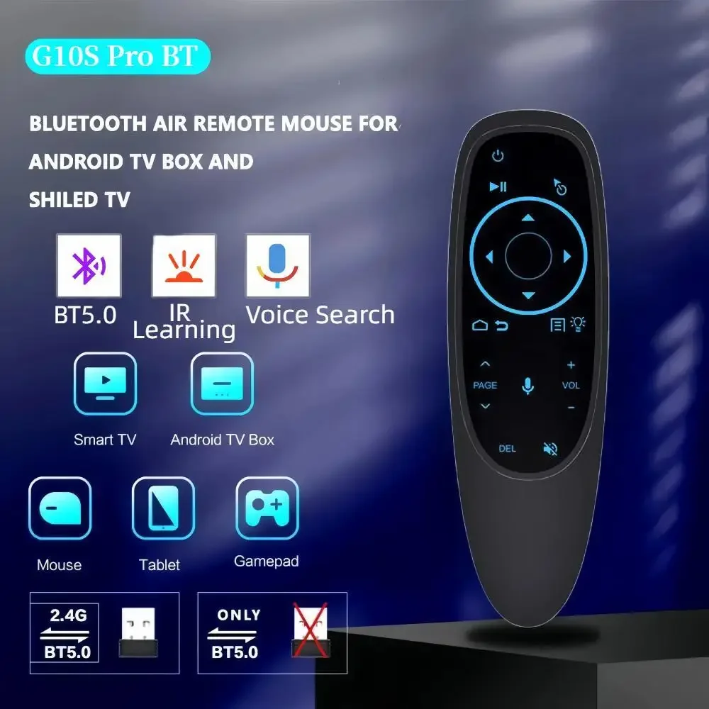 G10S PRO BT Voice Remote Control 2.4G With Bluetooth 5.0 Wireless Air Mouse Gyroscope Smart Remote Backlit For Android TV Box
