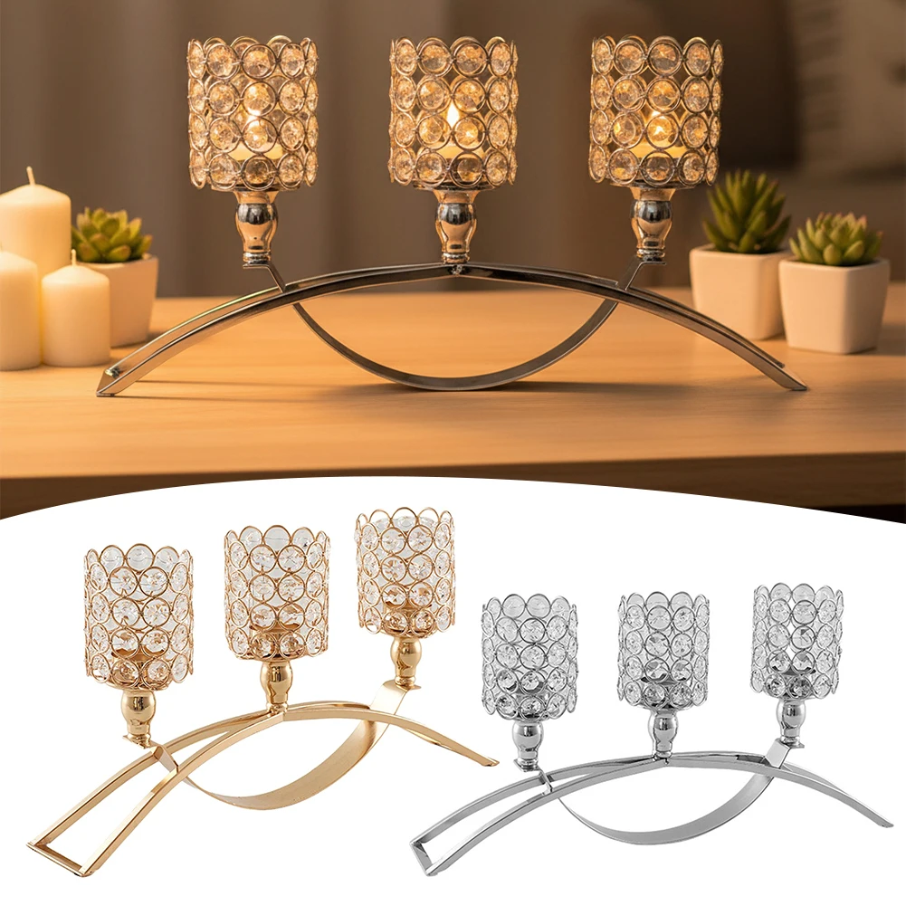 Wedding Candelabra 3-Arm Arch Bridges Metal Candle Holder Centerpiece Creates Enchanting Candlelight-Ambiance Vintage Luxury