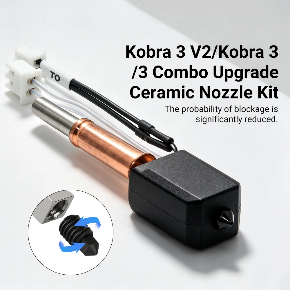 For Anycubic Kobra 3/ V2 Hotend Hardened Steel Nozzle Thermistor Heating Heater Block For Anycubic Kobra 3 Combo Spare Parts