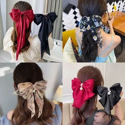 AISHG Red Bowknot Hairpin Fashion Women Hair Clip Fabric Korean Style Long Ribbon Butterfly Hairpin Hair Accessories