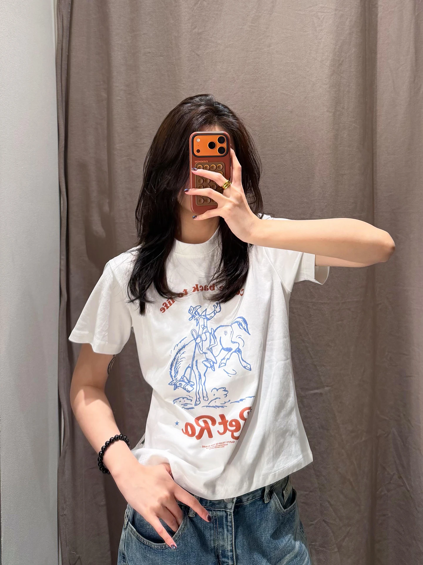 Hand-Drawn Graffiti Print Short Sleeve T-Shirt Women's Summer Casual Retro American Design Top Fun Creative Commute Style