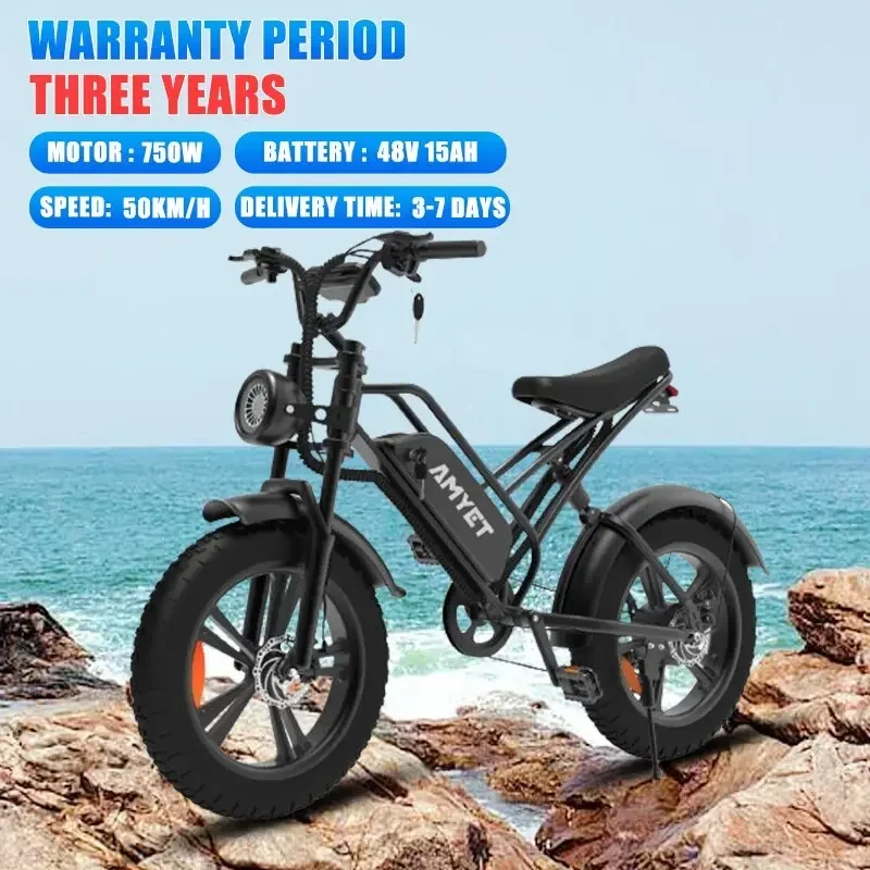 

Ebike 750W Motor 48V15AH Lithium Battery Electric Motorcycle Mountain Electric Bicycle Adult Snow 20-inch Fat Tire Electric Bike