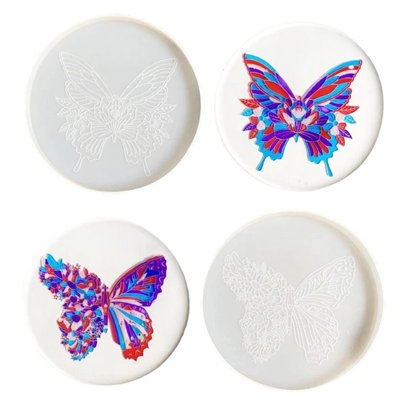 Molde fundición resina epoxi silicona para posavasos con diseño mariposa, N58F