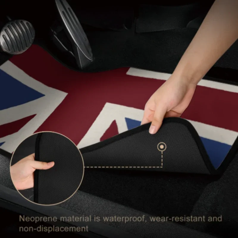 Custom Made Car Floor Mats Front & Rear Set Union Jack For Mini Cooper 2007-2023 R55 R56 R57 R60 R61 F54 F55 F56 F57 F60 Clu