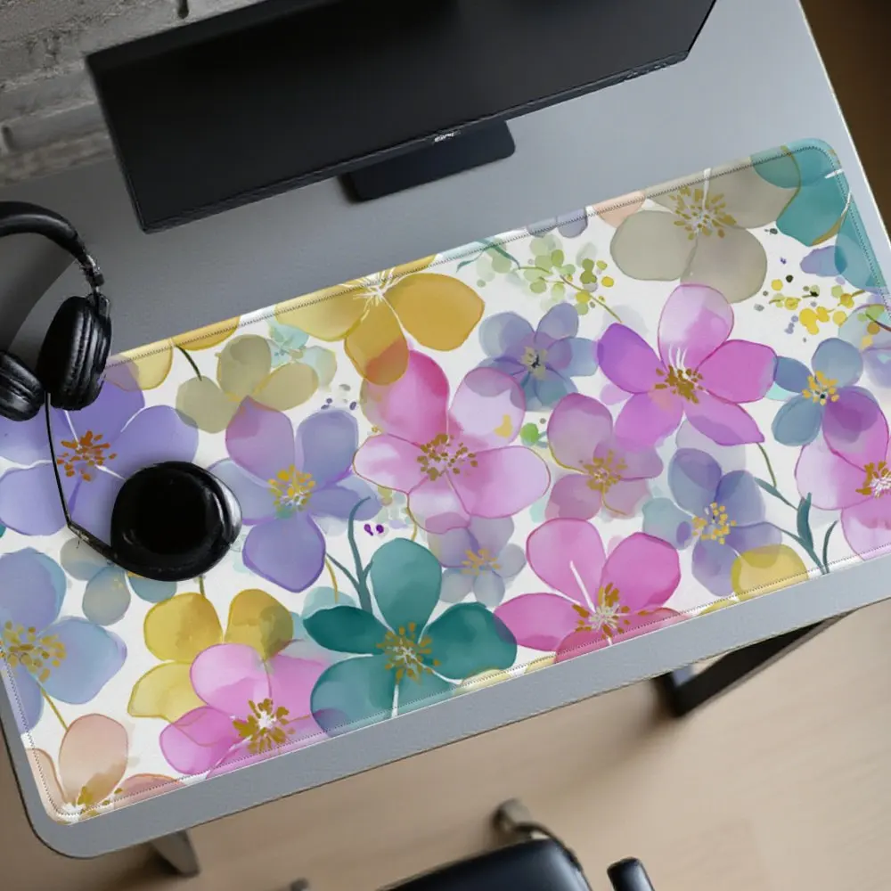 Watercolor Floral Desk Mat Extra Large Non-Slip Rubber Gaming Mouse Pad for Office Home