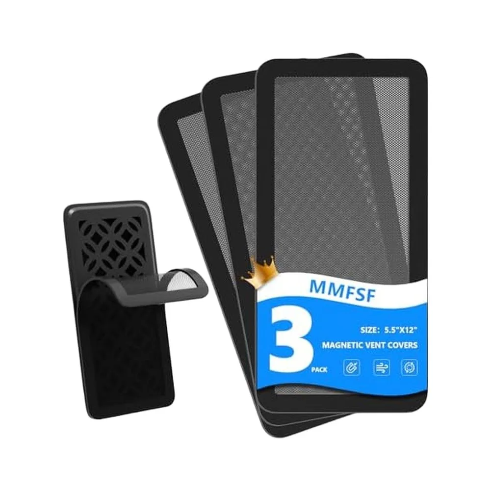 5Pcs Black PVC Magnetic Vent Cover Filter For Steel Floor Register Air Conditioning Louver Outlet Home RV Energy Saving