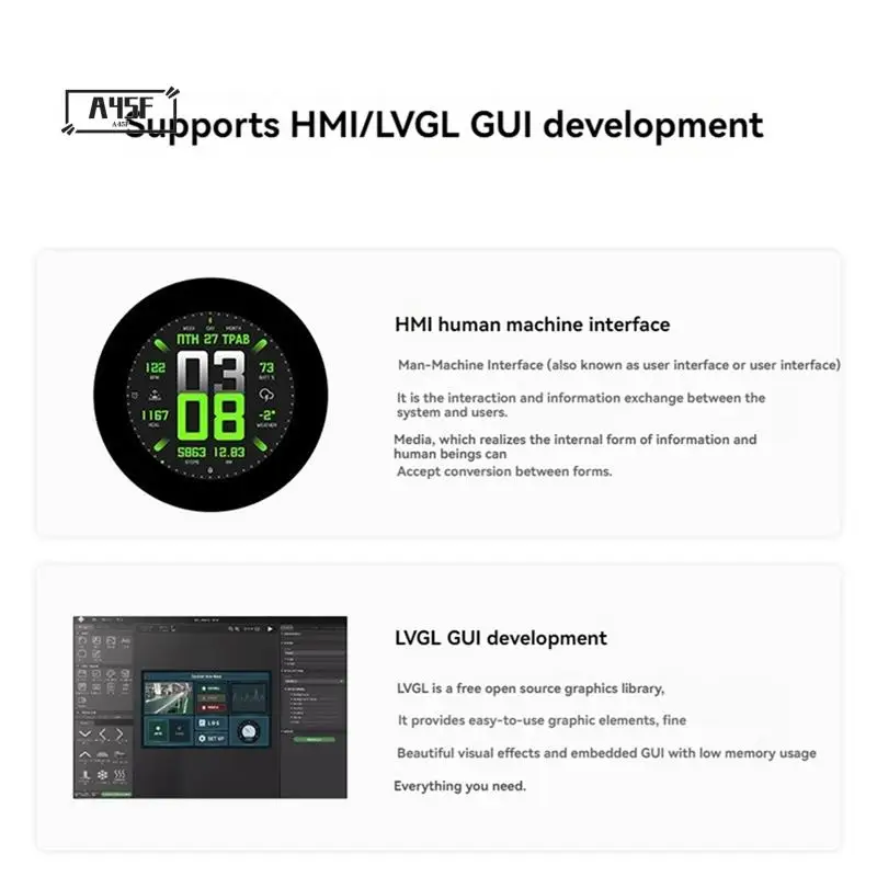 

A45F-ESP32 S3 Development Board With 2.1Inch LCD Round Touch Display Support Wifi Bluetooth For HMI LVGL GUI Development