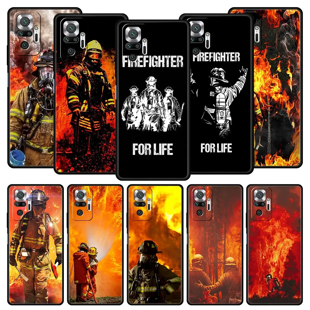 Firefighter Heroes Fireman Phone Case For Xiaomi Redmi Note 12 11 10 Pro 9S 9 8 7 9T 8T 9C 9A 8A 12 11T 5G 10S K50 Gaming Cover