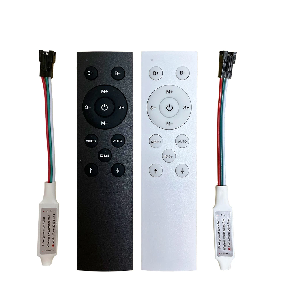 led running agua controlador com rf remote 12key branco preto unica cor fluindo cavalo pixel strip light dc5v24v ws2811 ws2811 01