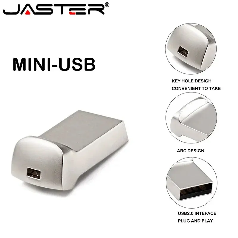 JASTER Super Mini Metal USB Flash Drives 64GB Creative Business Gifts Memory Stick Black Pen Drive 32GB Silver Pendrive 16GB