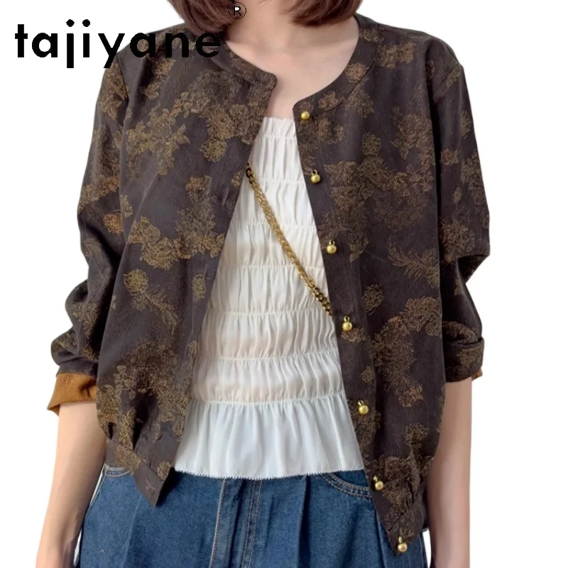 

TAJIYANE 40% Mulberry Silk Jacket Woman High Quality Long Sleeve Shirt Spring Summer Silk Cardigan Ladies Clothes 2025 Camisas